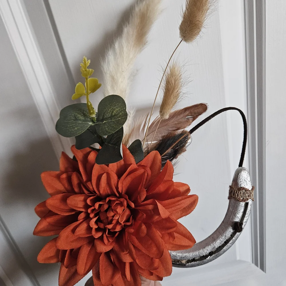Rustic Floral Wall Accent with Orange Bloom
